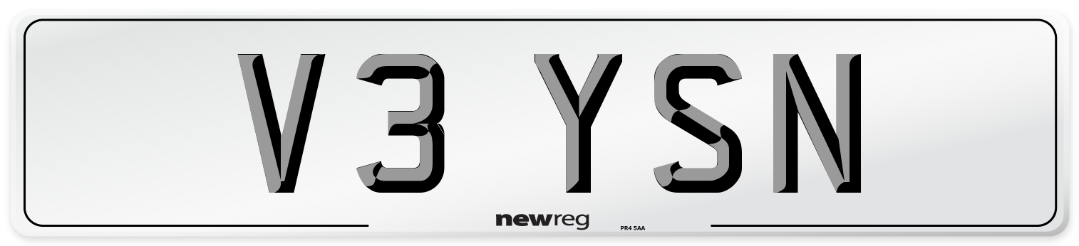 V3 YSN Number Plate from New Reg